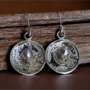 Sterling sombrero earrings from Mexico